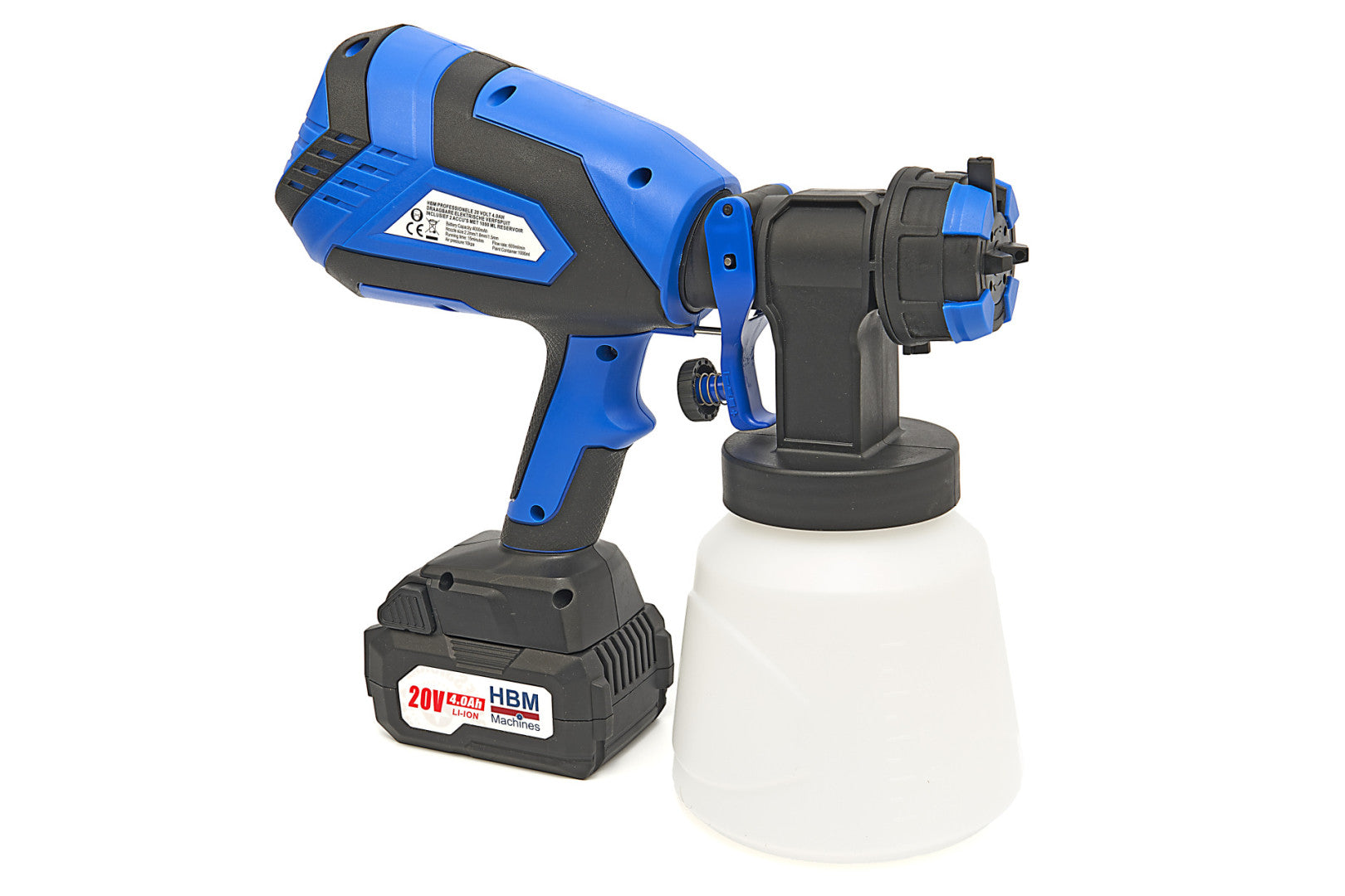 Електрически пръскач пистолет за боя, с резервоар 1 л и 2 батерии от 18V 4AH HBM