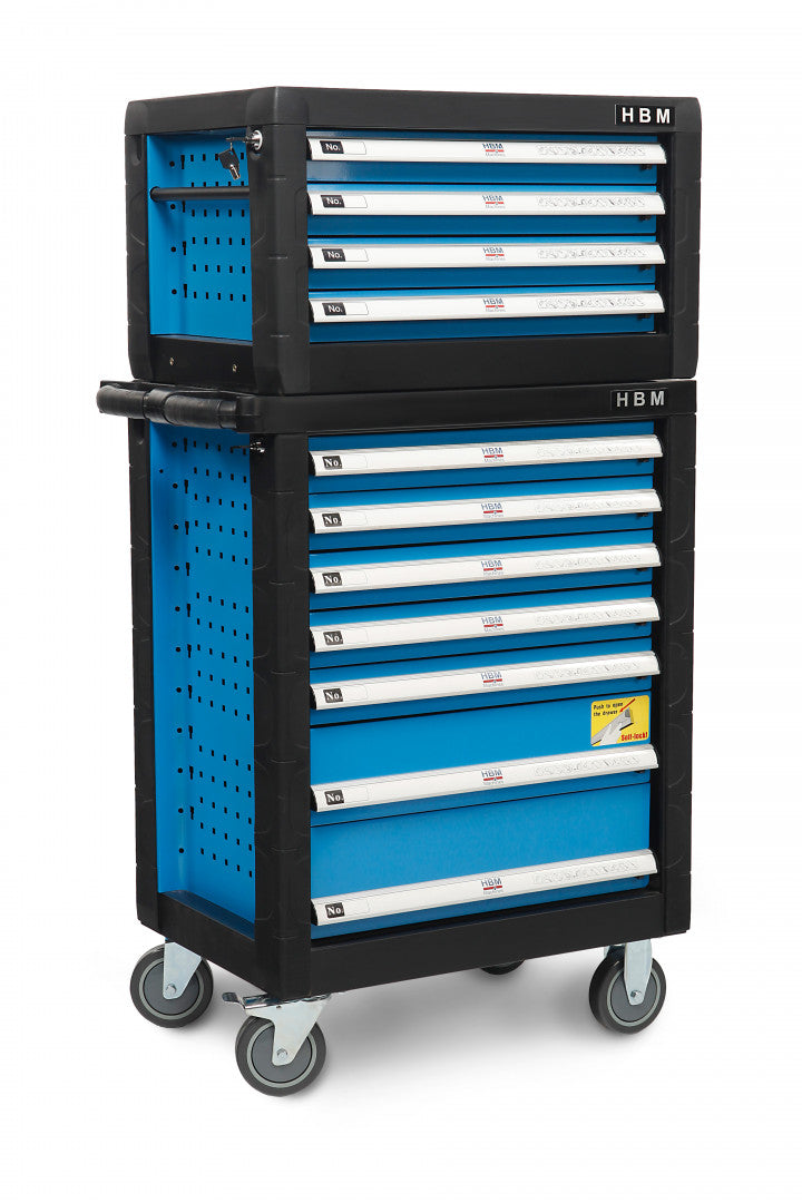 Метална кутия с 4 чекмеджета за инструменти, син цвят