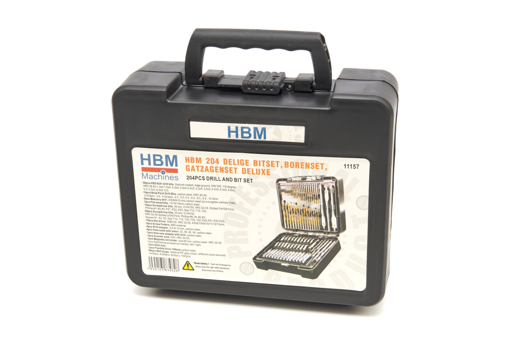 Комплект битове - свредла - боркорони - фрези - дърво - метал - зидарство - 204 части HBM