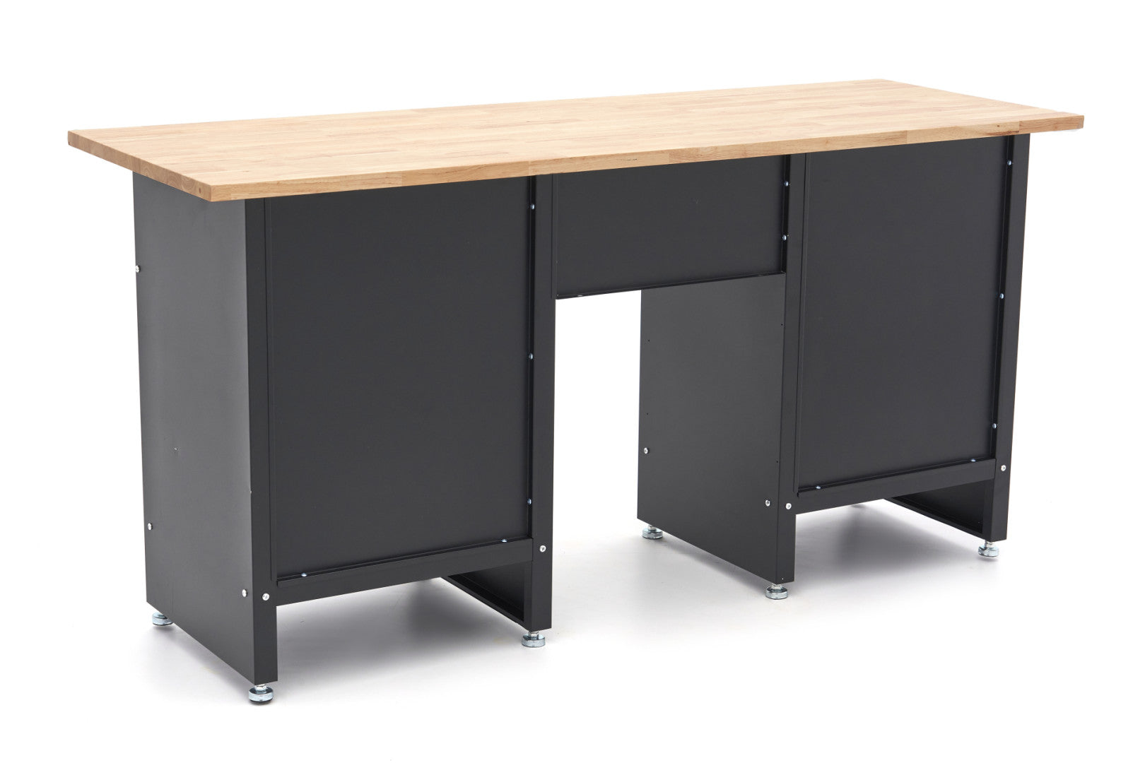 Черна работна маса с 6 чекмеджета, 1 врата и масивен дървен плот - 171 см HBM Machines Premium Холандия