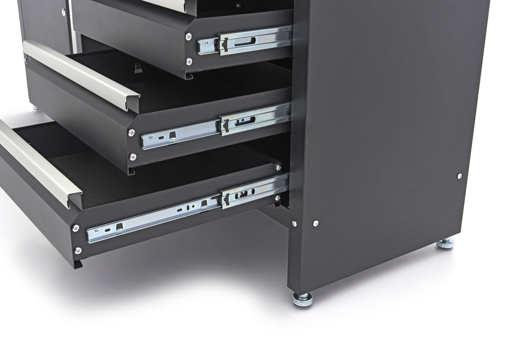 Черна работна маса с 6 чекмеджета, 1 врата и масивен дървен плот - 171 см HBM Machines Premium Холандия