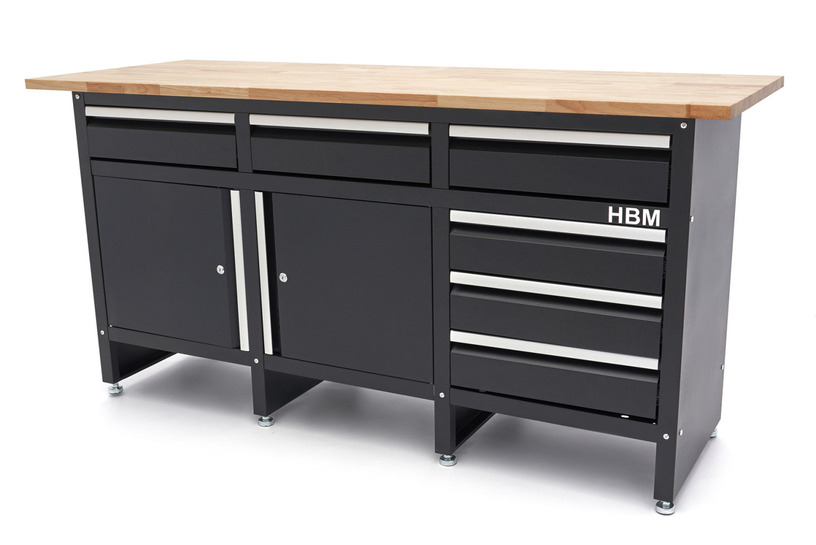 Професионален шкаф за инструменти с работен плот 171 см 2 врати и 6 чекмеджета НВМ