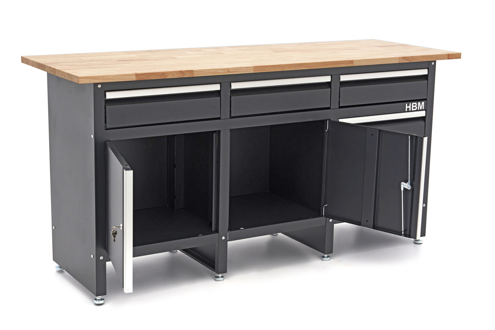 Професионален шкаф за инструменти с работен плот 171 см 2 врати и 6 чекмеджета НВМ