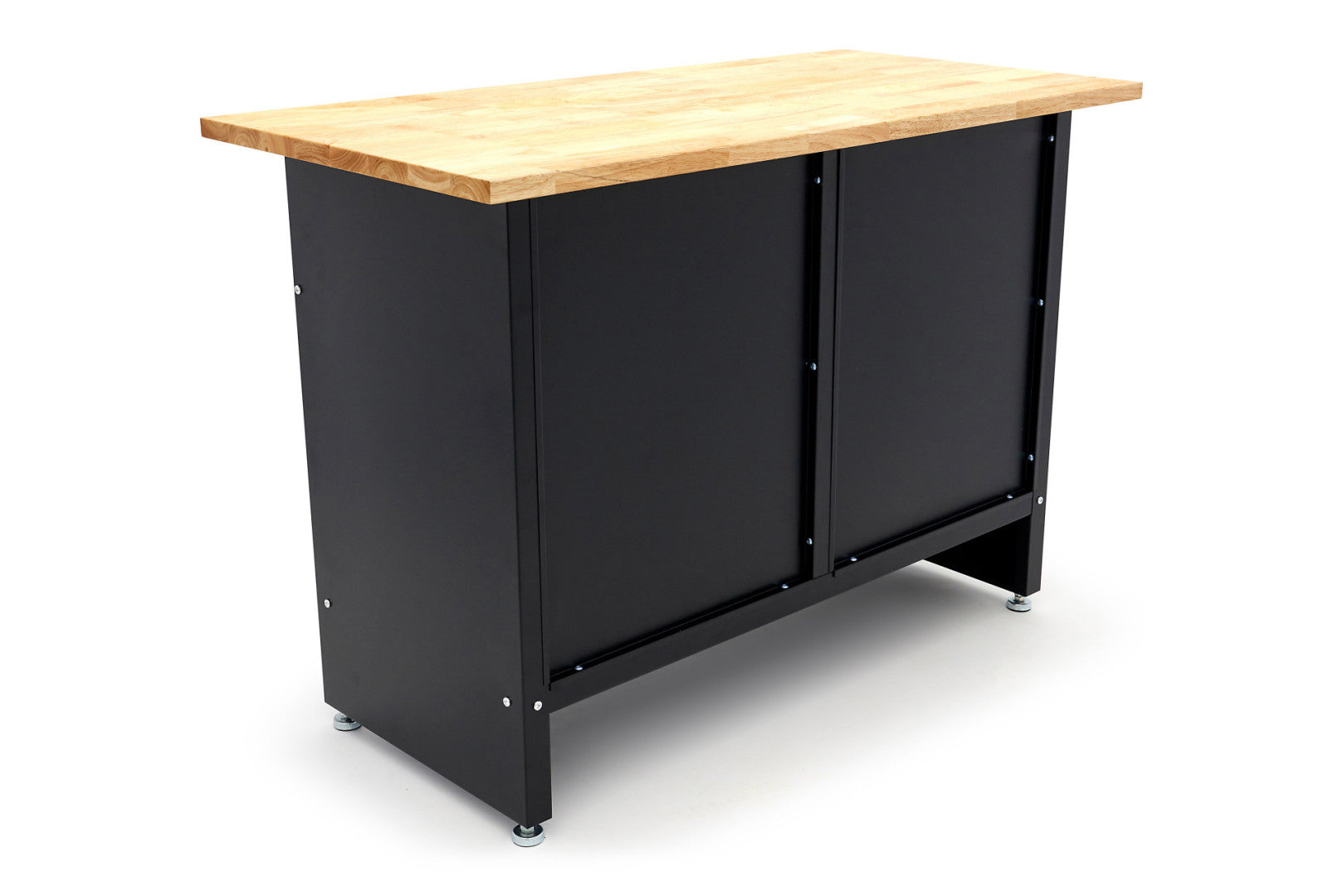 Метална работна маса 120 см с 8 чекмеджета и дървен плот