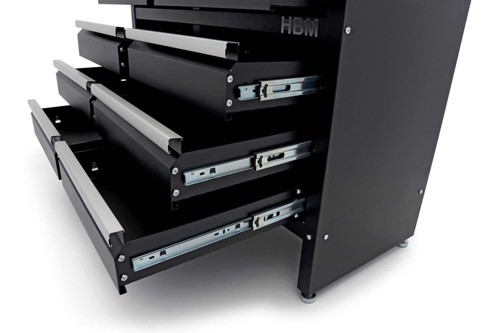 Метална работна маса 120 см с 8 чекмеджета и дървен плот