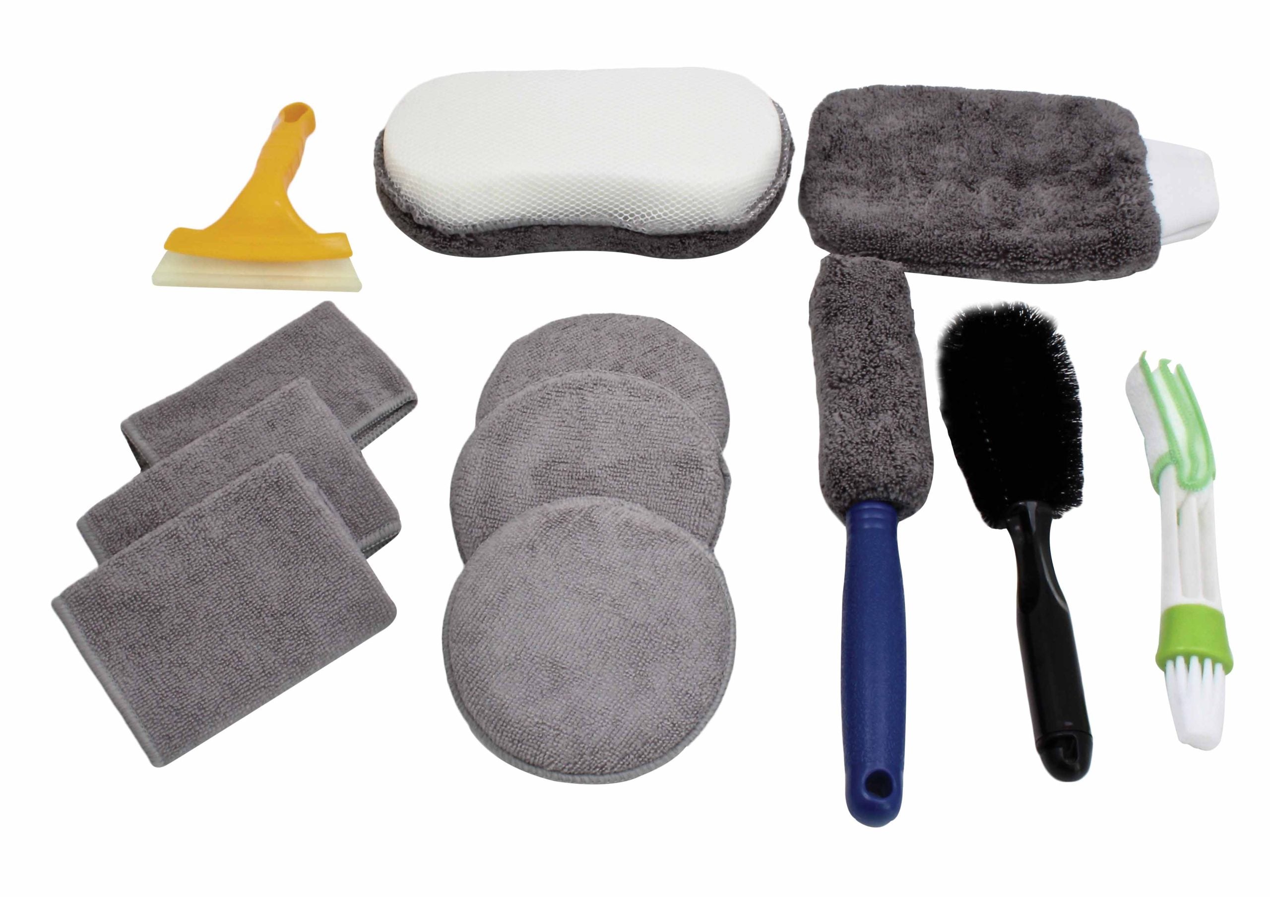 Комплект четки и кърпи за външно и вътрешно почистване/миене на кола, 12 части