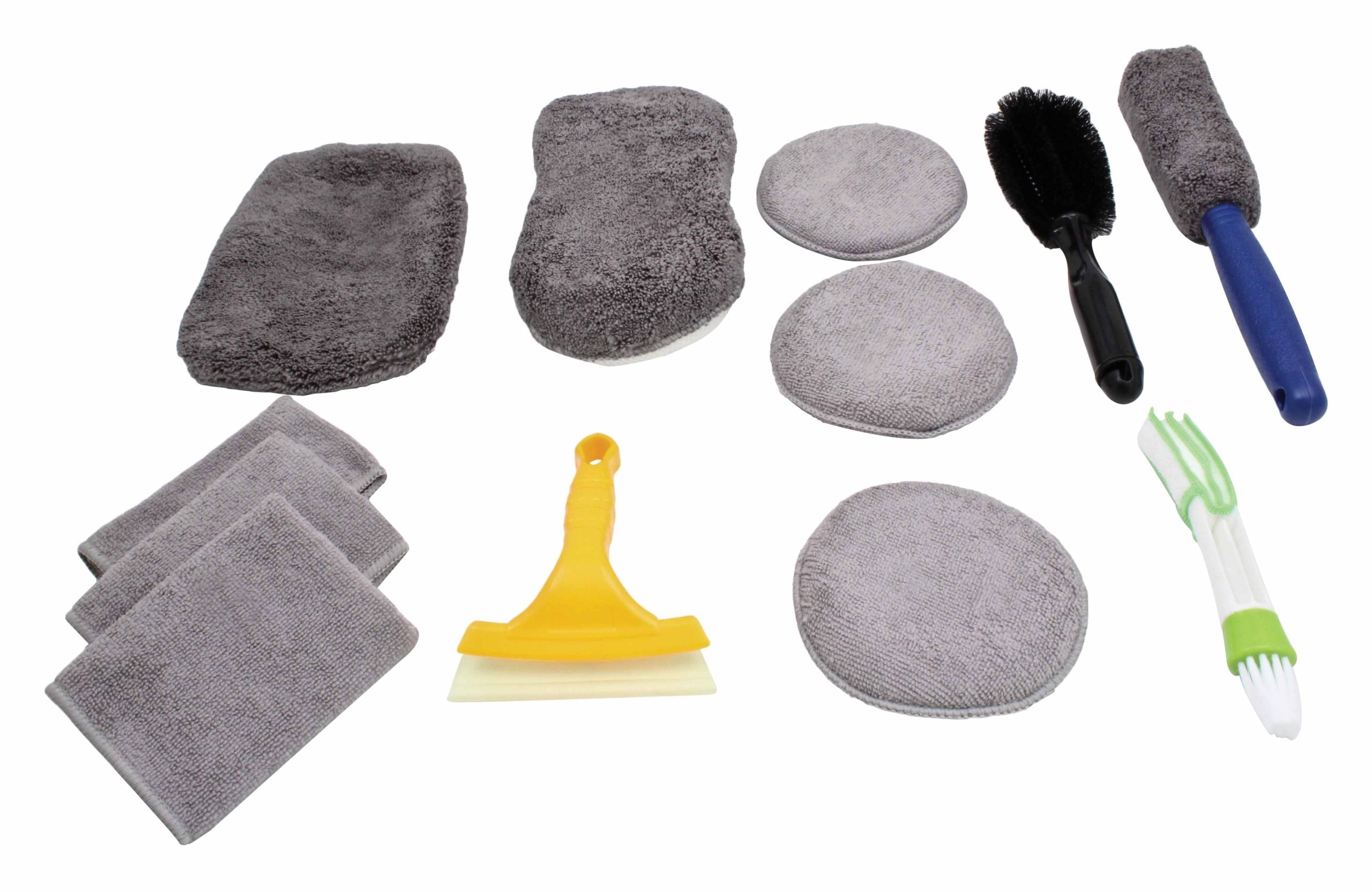 Комплект четки и кърпи за външно и вътрешно почистване/миене на кола, 12 части