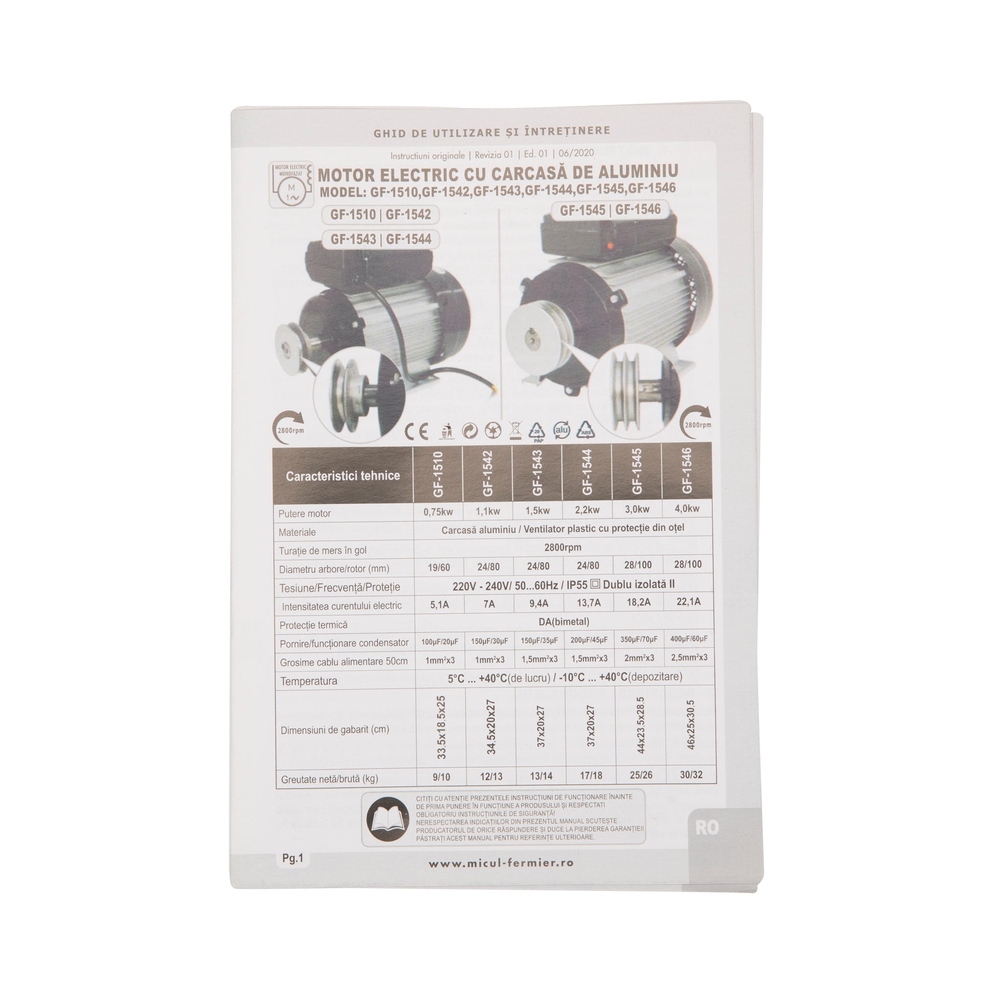 Електрически двигател 2800RPM 1.1KW 7A