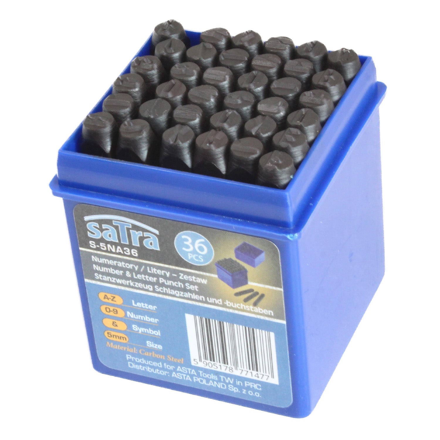 Комплект перфоратори букви и цифри 5 мм 36 части