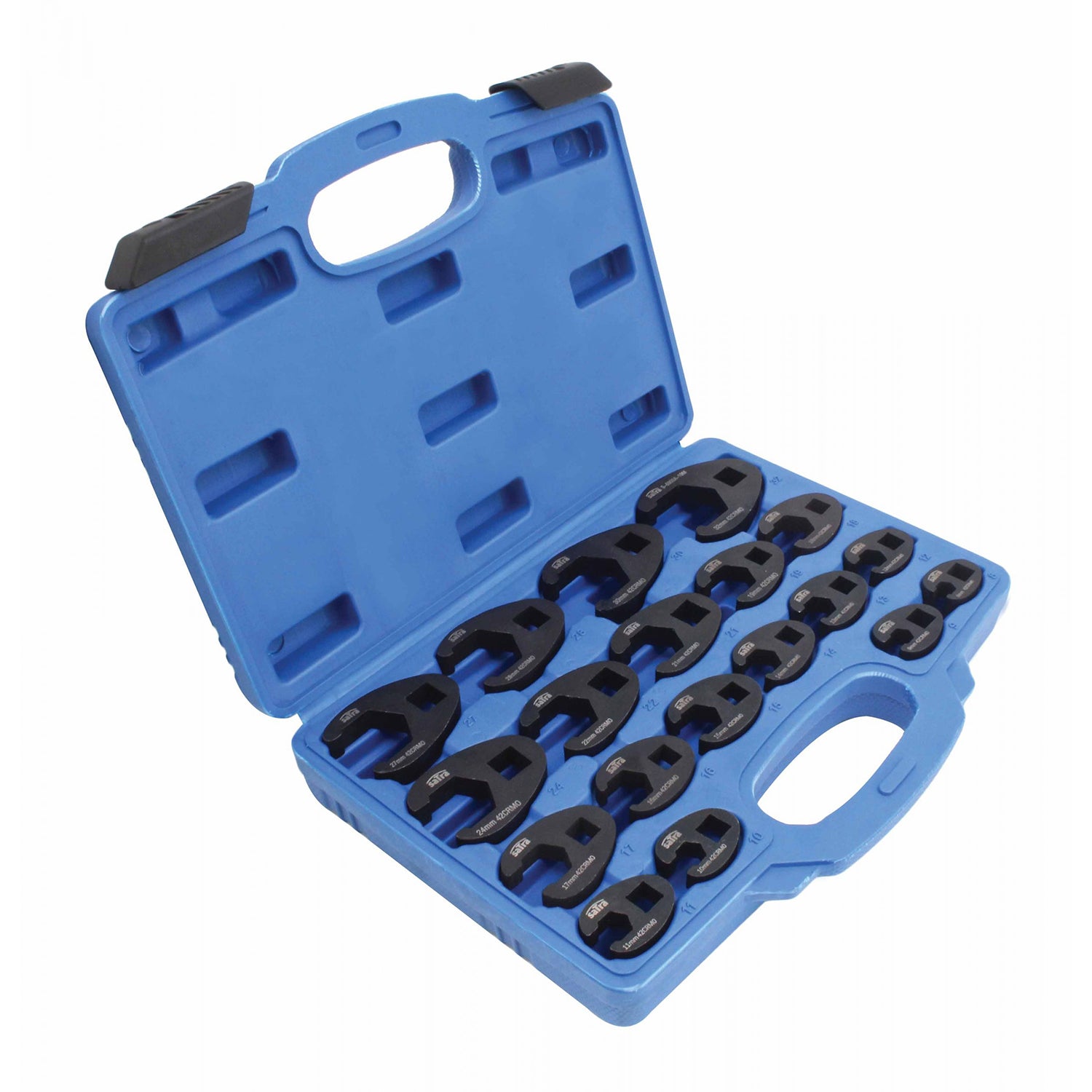 Комплект полуотворени ключове за спирачни и горивни тръби, 8-32 мм, 19 бр. SATRA