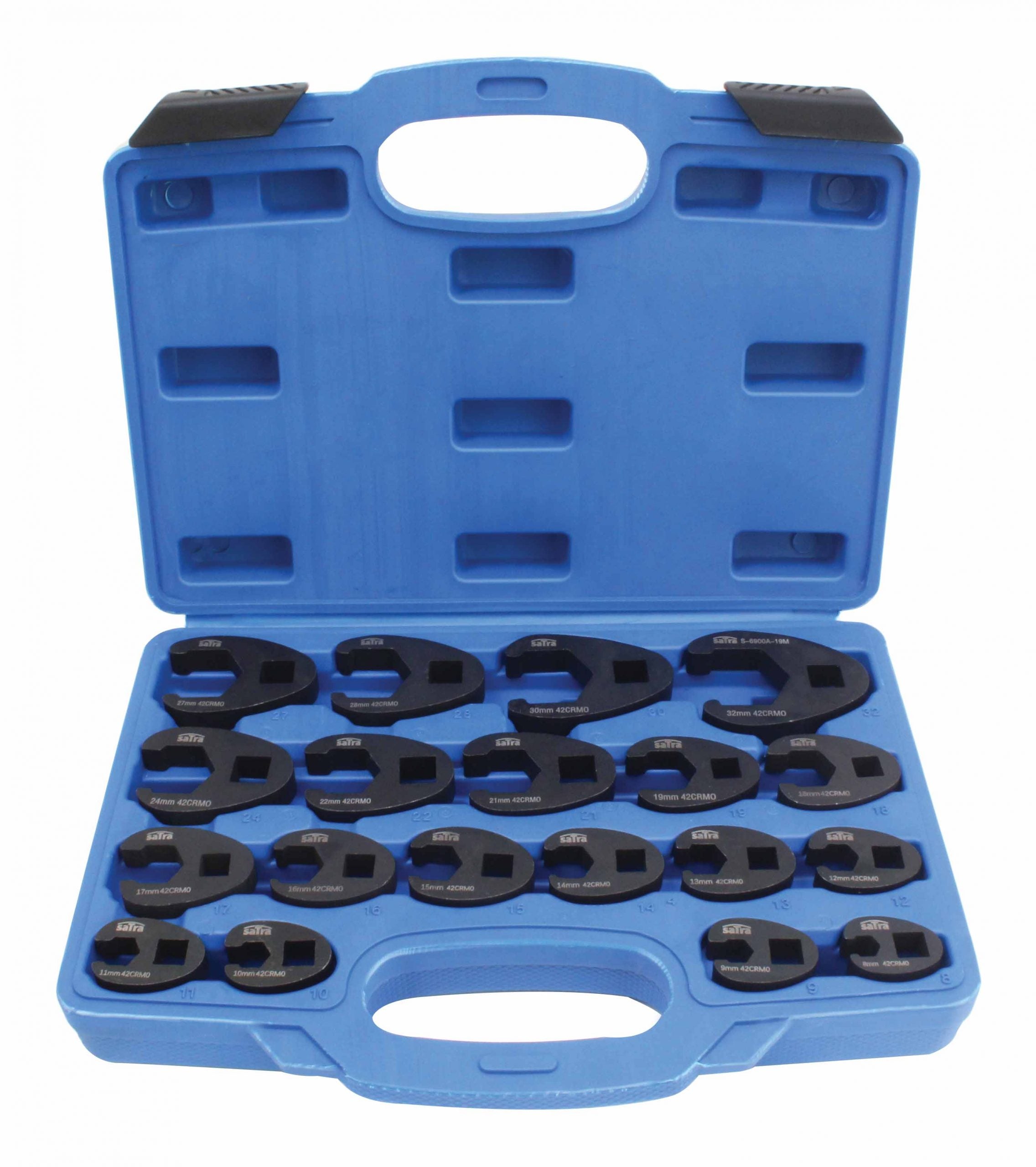 Комплект полуотворени ключове за спирачни и горивни тръби, 8-32 мм, 19 бр. SATRA