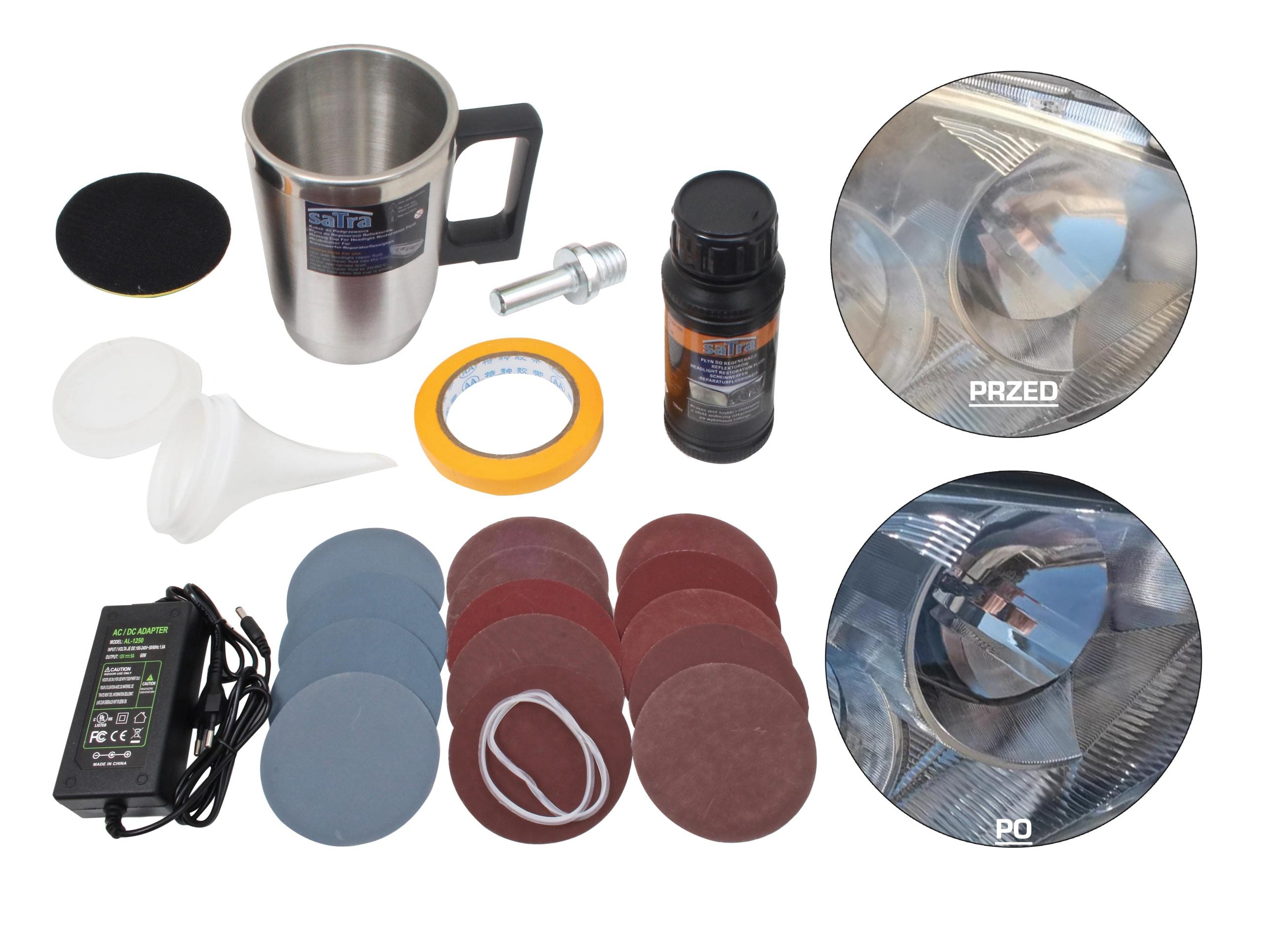 Комплект за възстановяване на фарове с полимер 23 части SATRA