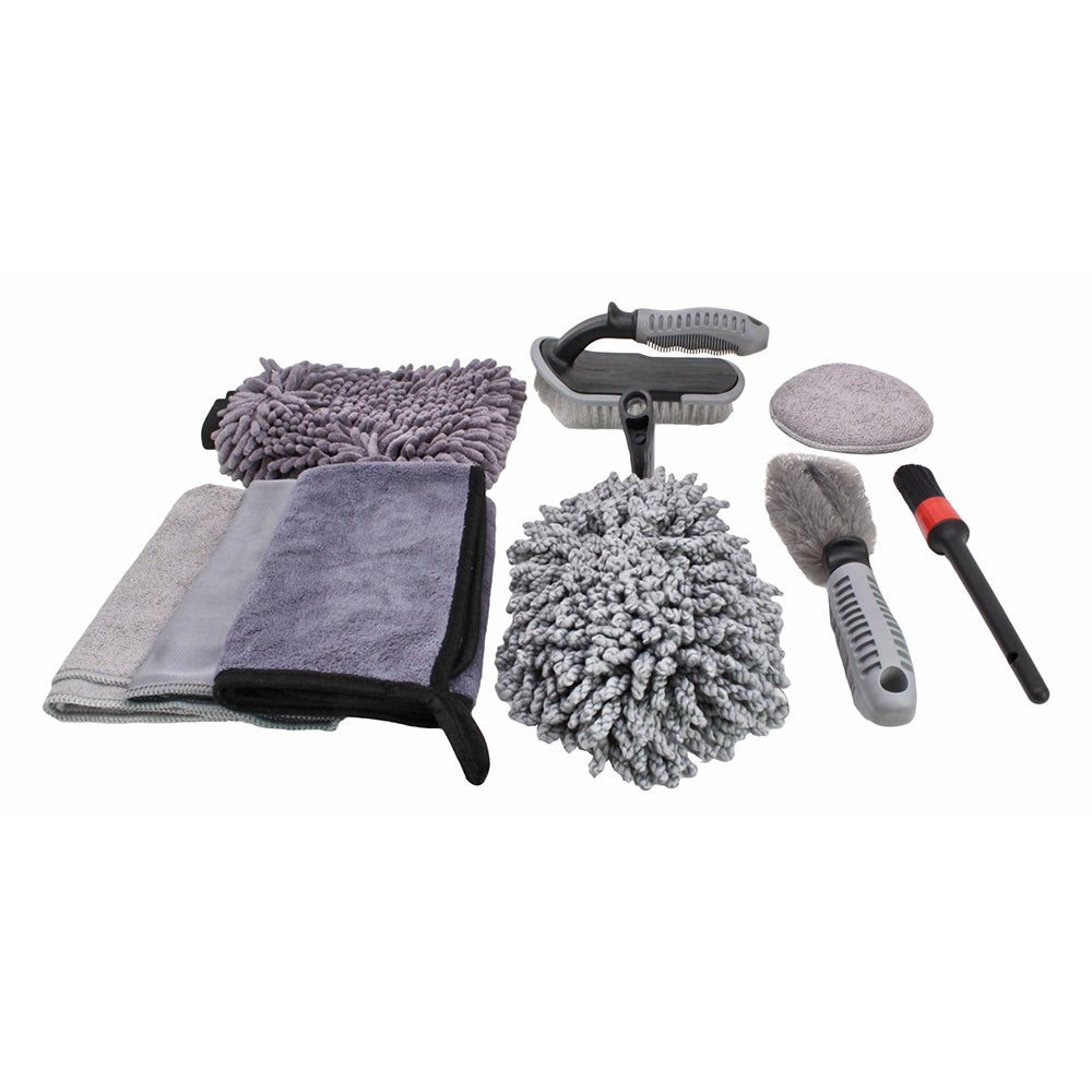 Комплект четки и кърпи за почистване/миене на интериор и екстериор на кола - 9 части