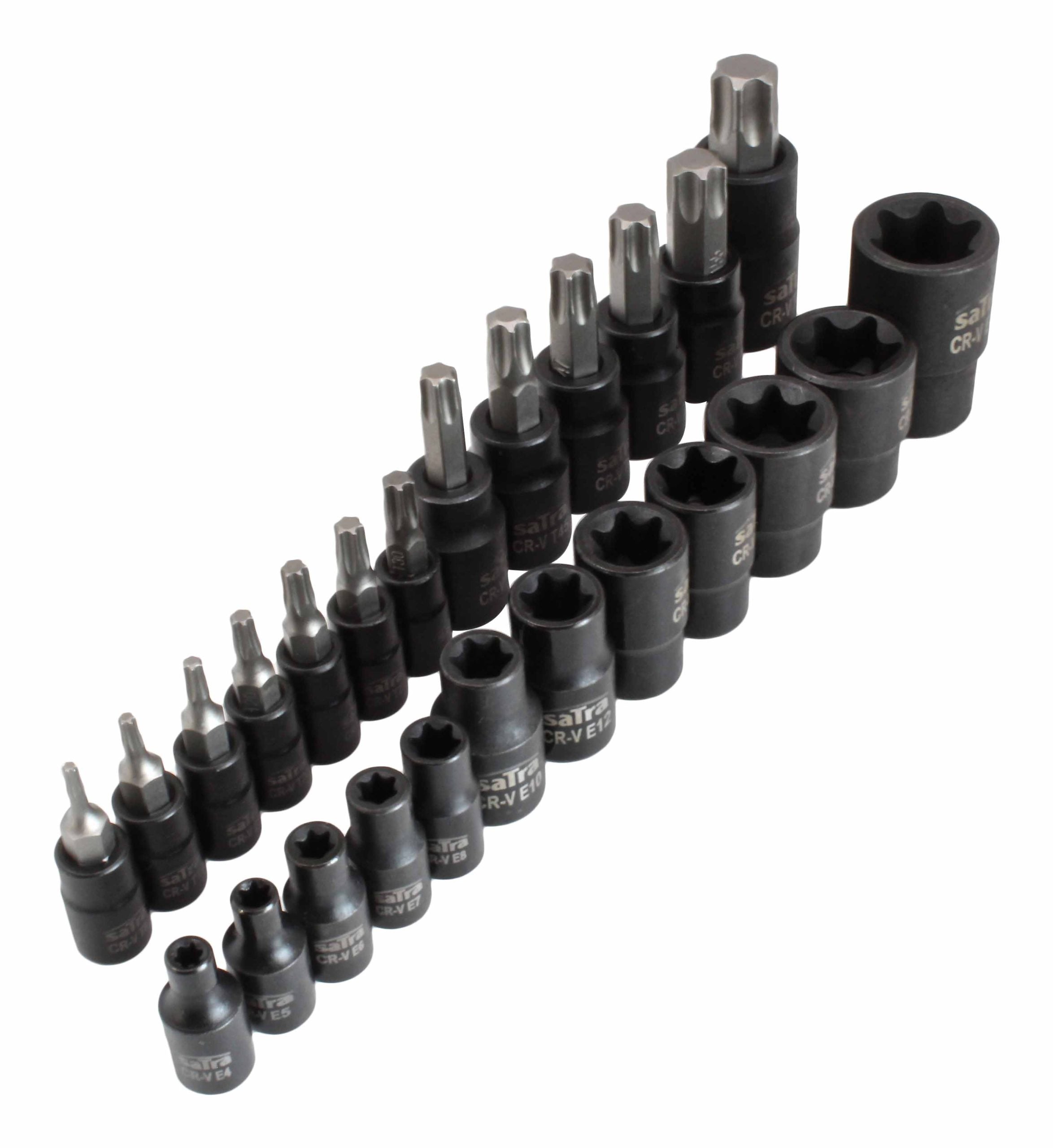 Комплект ключове битове TORX T8-T60 тръбни профил E E4-E20 1/4 3/8 1/2 25 части