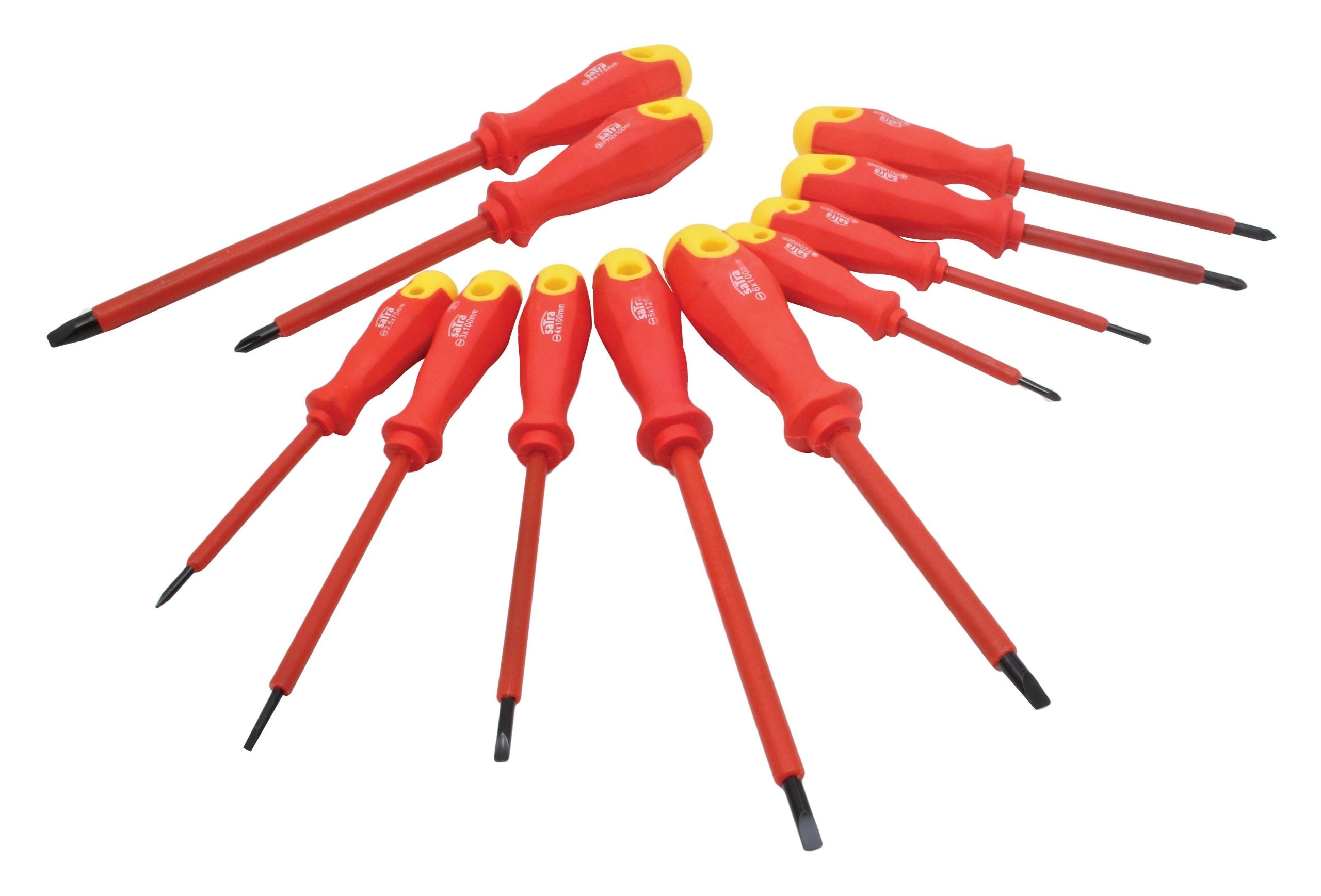 Комплект 11 изолиращи отвертки за електротехници, CR-V, с магнитен връх