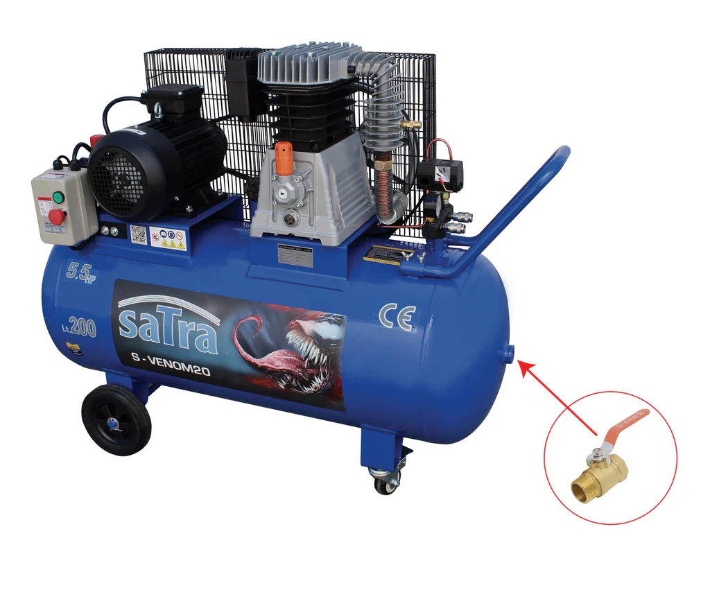 Пневматичен ударен гайковерт 1/2 1900NM + Въздушен компресор 200 л 5.5CP 380V + Маркуч за въздух, спирален - 8 х 12 мм - 15м + Пневматичен крик с въздушна възглавница 3.5 т