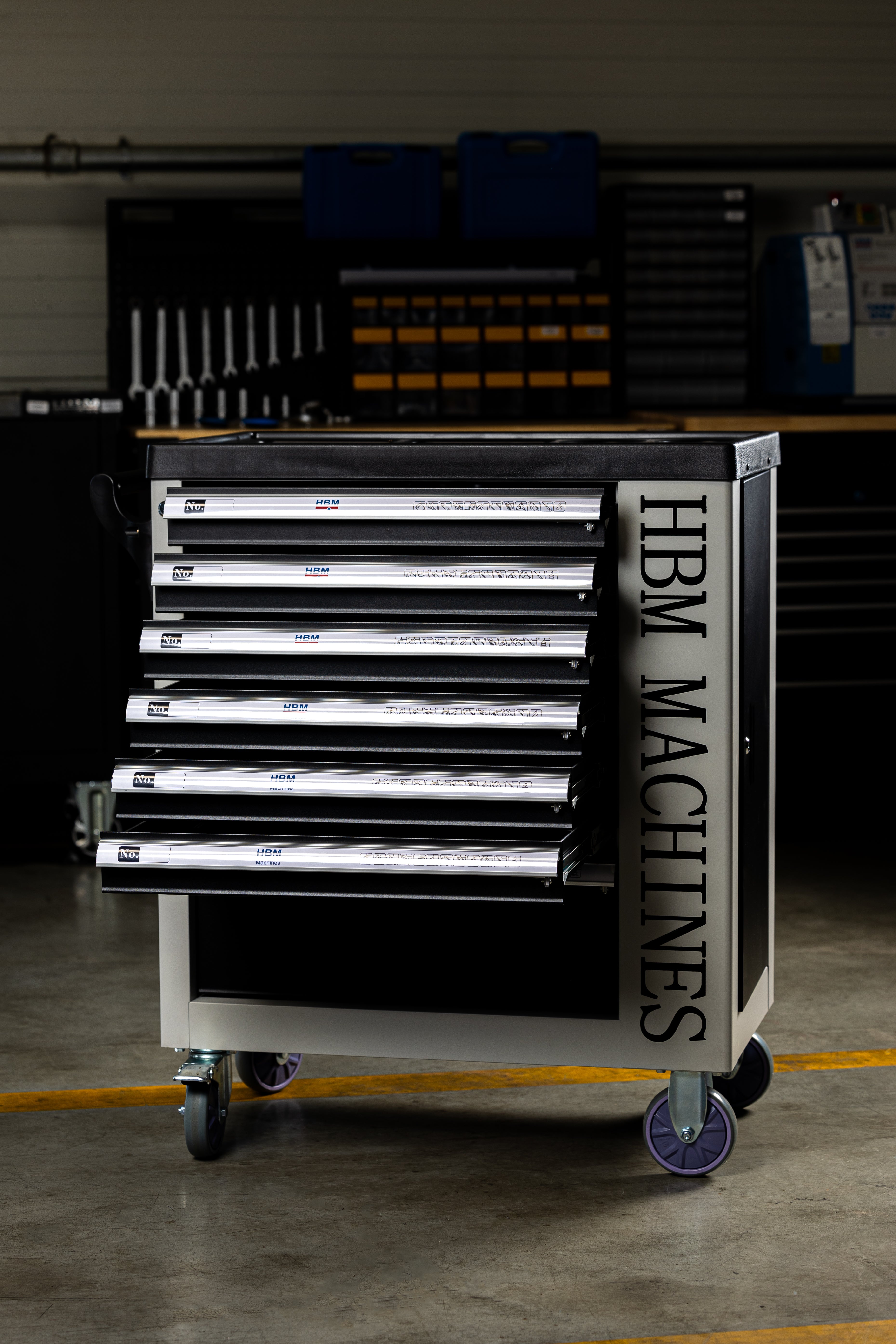 Професионален шкаф с инструменти HBM със 7 чекмеджета, 245 броя, 6 модула карбон - Холандия, Premium