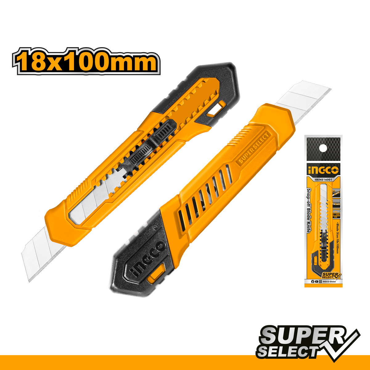 Пластмасово ножче SUPER SELECT 18х100 мм INGCO