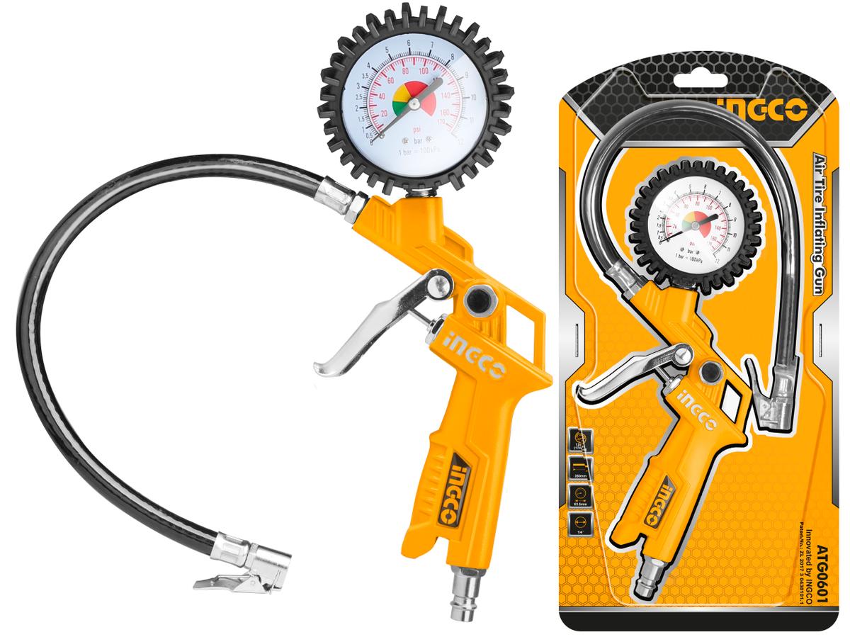 Пистолет за напомпване на гуми с манометър INGCO