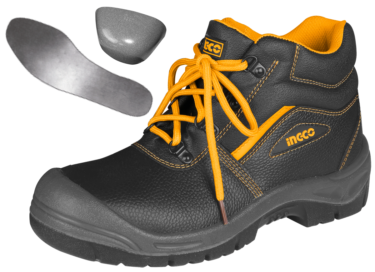 Защитни работни обувки, кожени с метален връх, 42 номер, INGCO