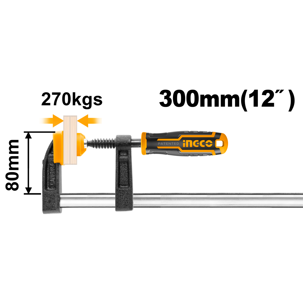 Менгеме за фиксиране тип F 50 х 250 мм INGCO