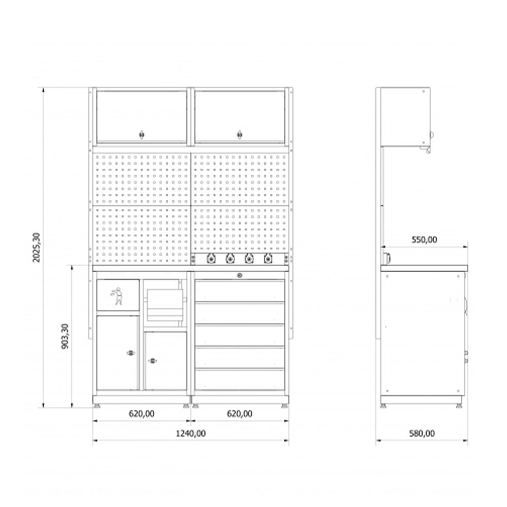 Работна маса - Метална модулна мебел за сервиз 1.24 м модел 1