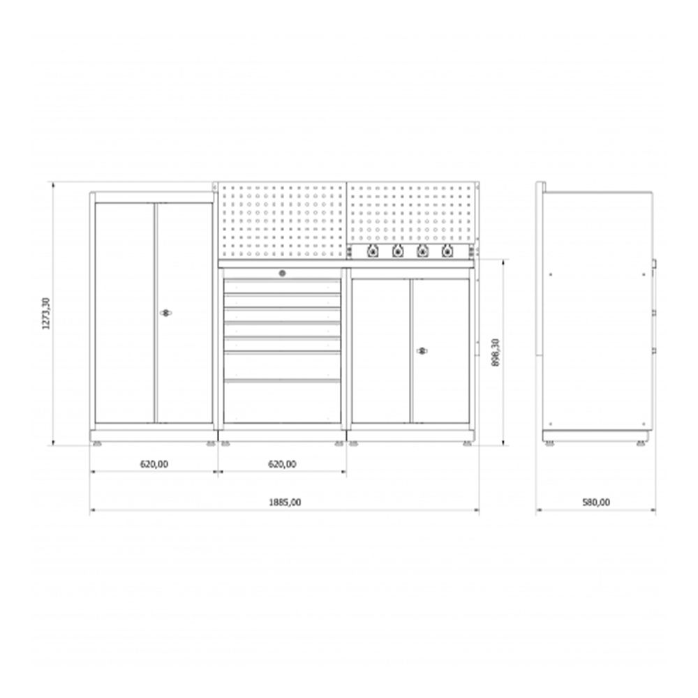 Работна маса - Метална модулна мебел за сервиз 1.88 м модел Б