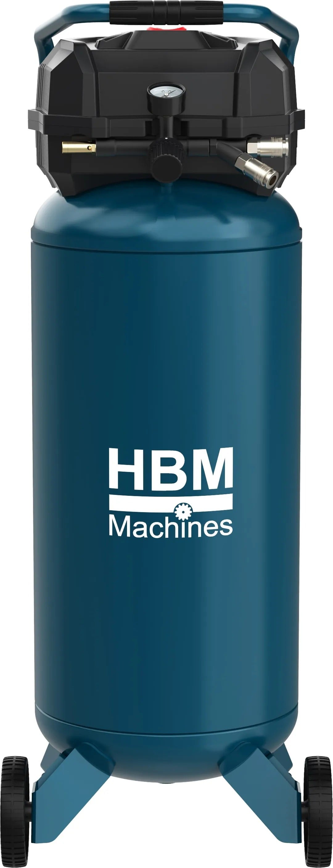 Вертикален компресор HBM Холандия 50 л без масло, 10 бара, 180 л/мин, тих, с колелца и дръжка, с ниска поддръжка