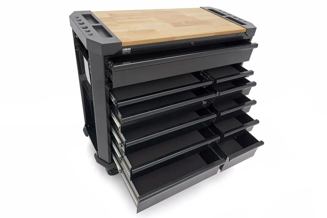 Шкаф за инструменти с 11 чекмеджета и работен плот 109 см HBM MACHINES