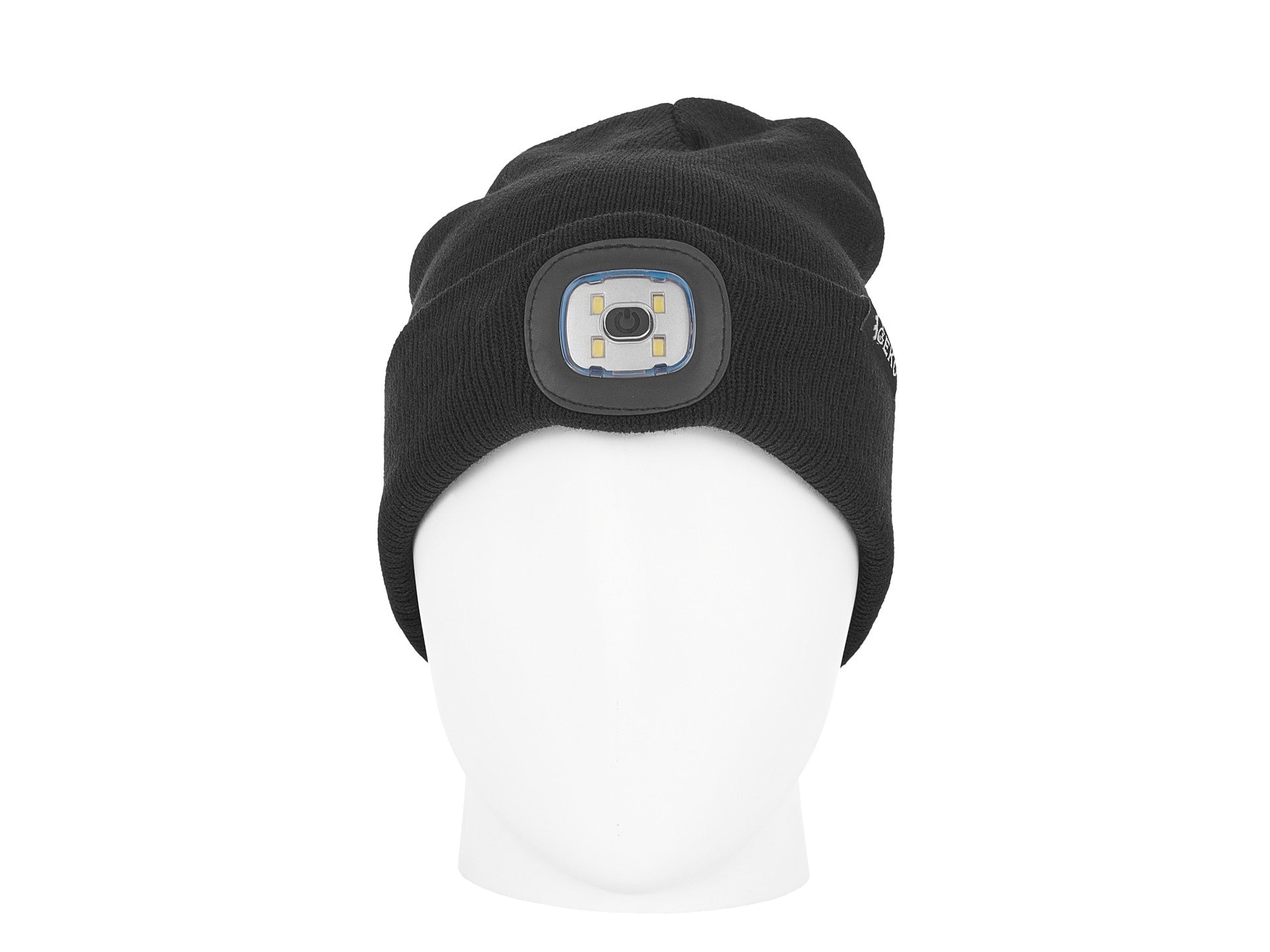Зимна шапка с LED зареждащо се фенерче, черна