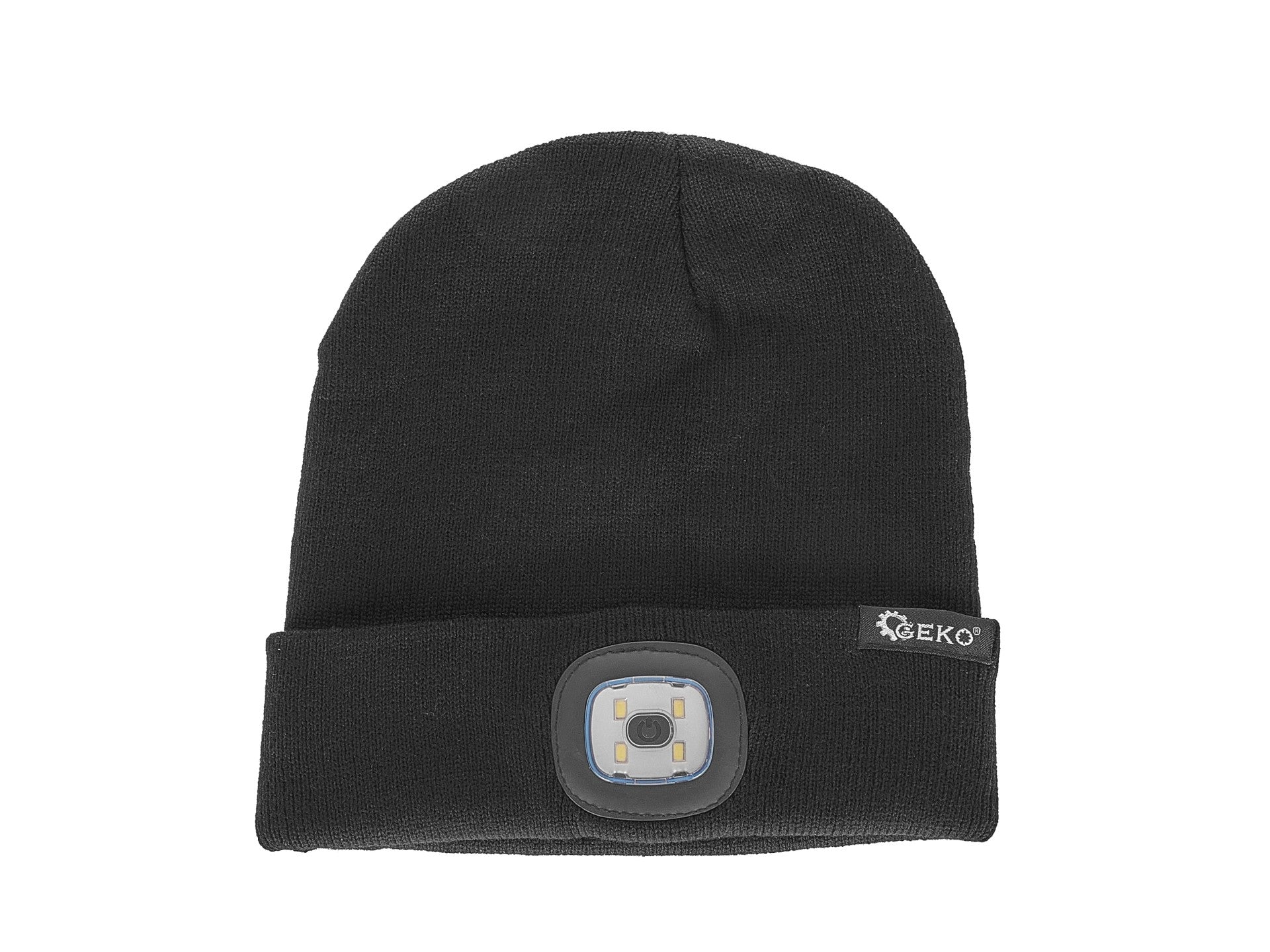 Зимна шапка с LED зареждащо се фенерче, черна