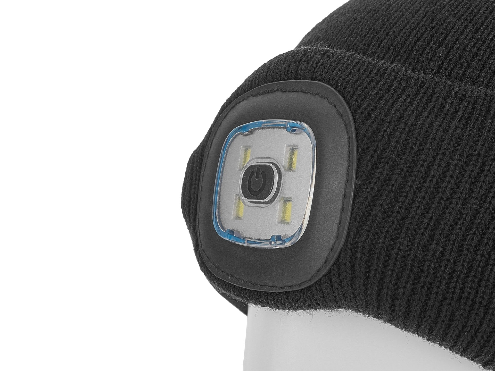 Зимна шапка с LED зареждащо се фенерче, черна