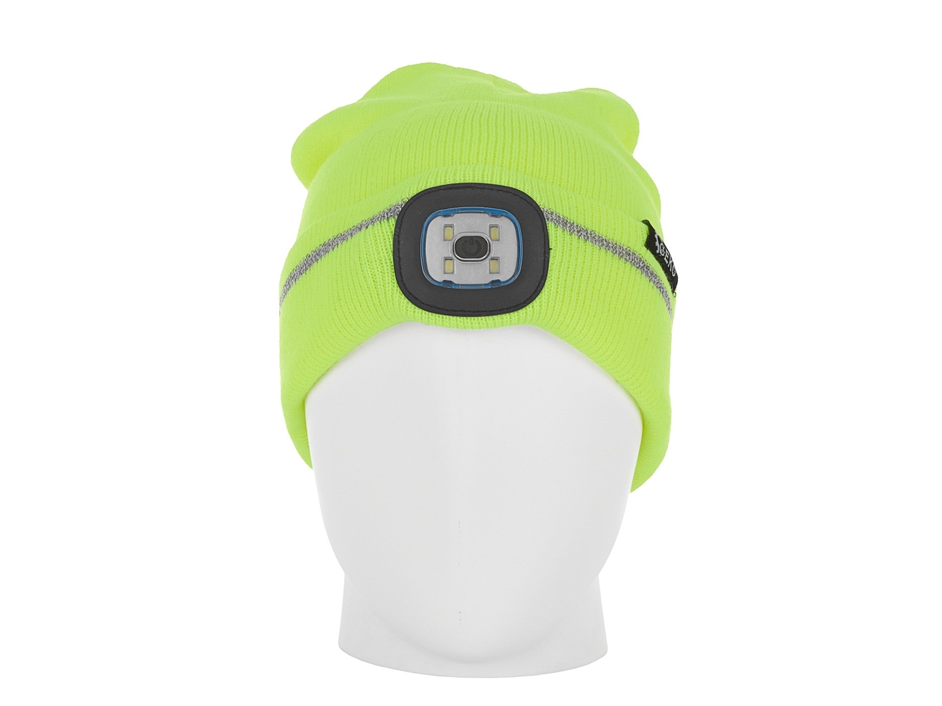 Зимна шапка с LED зареждащо се фенерче, зелена