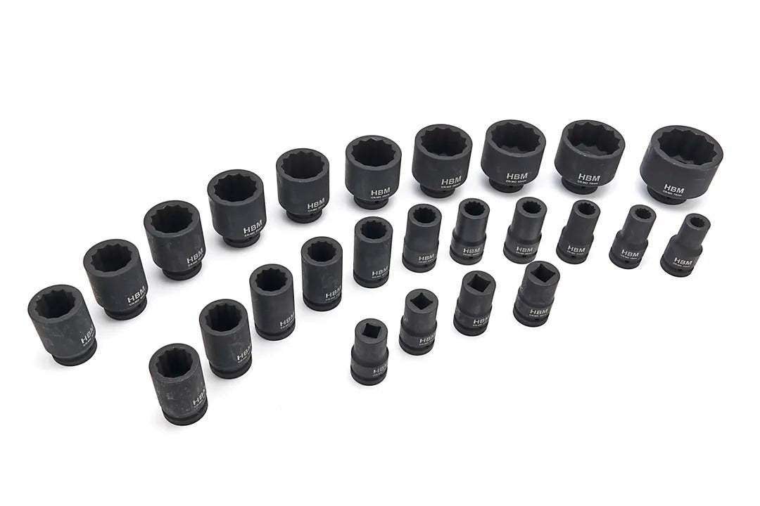 Комплект ударни вложки, дванадесетостенни звезди 1" 17-75 мм HBM