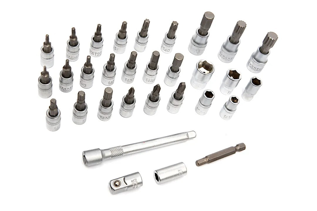 Комплект динамометричен ключ 1/4" прецизен 2-20NM 32 части HBM