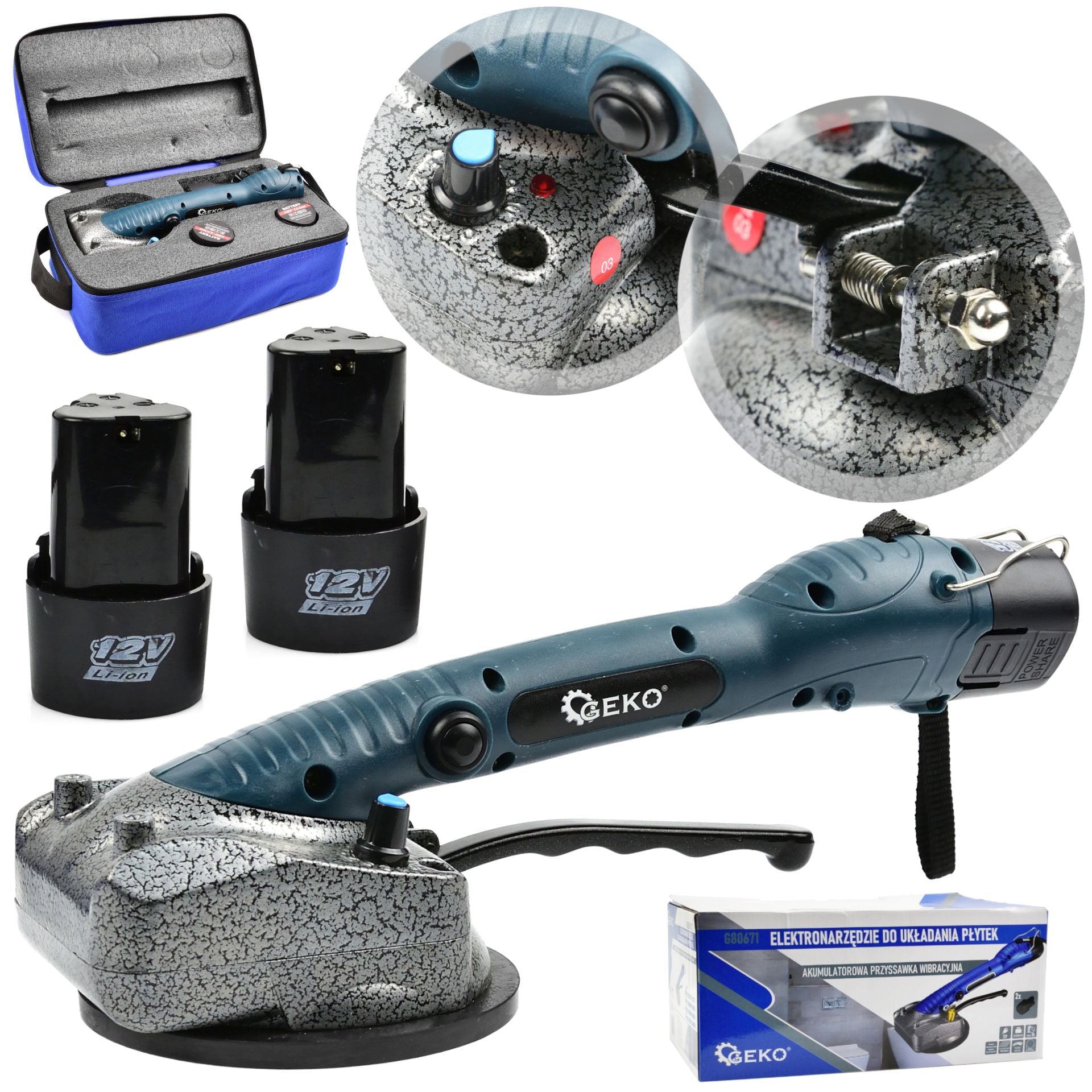 Машина с вендуза за нивелиране от вибрации на керамични плочки с батерия 1500mAh 12V