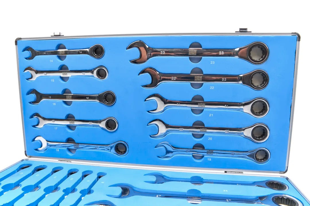 Комплект комбинирани ключове с тресчотка 6-32 мм 22 бр. HBM