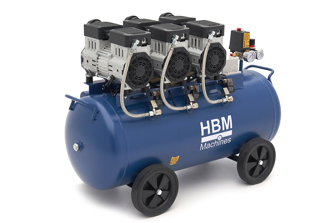 Безшумен компресор, нисък шум, без масло 90 л HBM