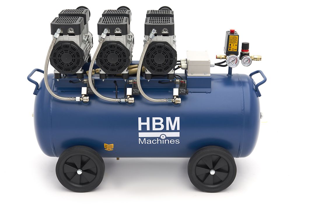 Безшумен компресор, нисък шум, без масло 90 л HBM