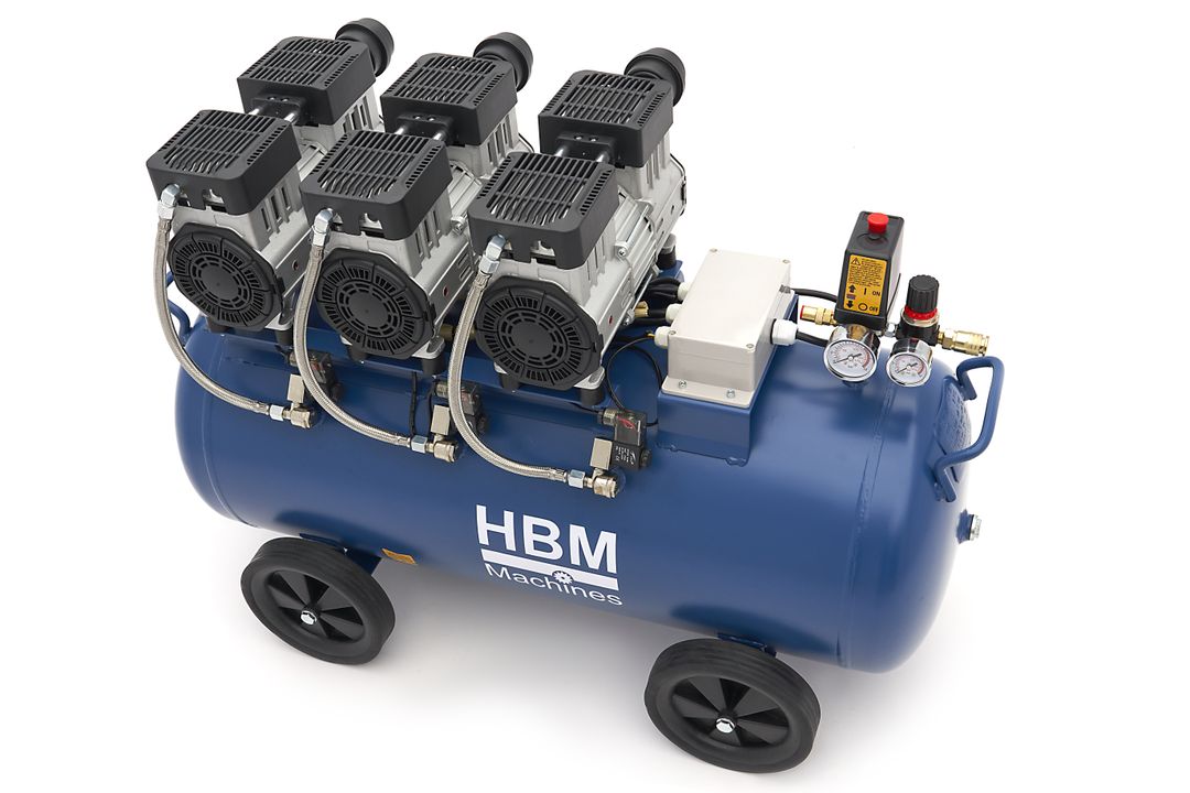 Безшумен компресор, нисък шум, без масло 90 л HBM