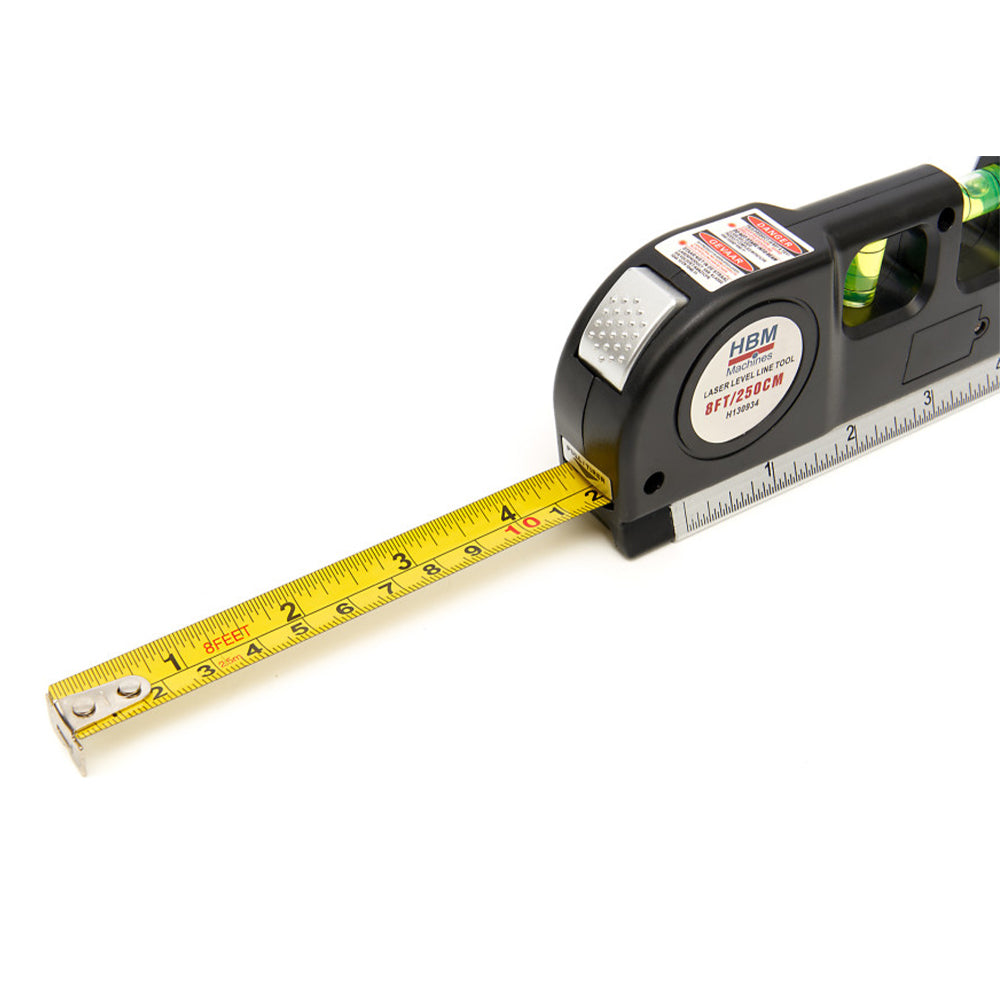 Нивелир с въздушен мехур 4 в 1 с лазер и вградена ролетка