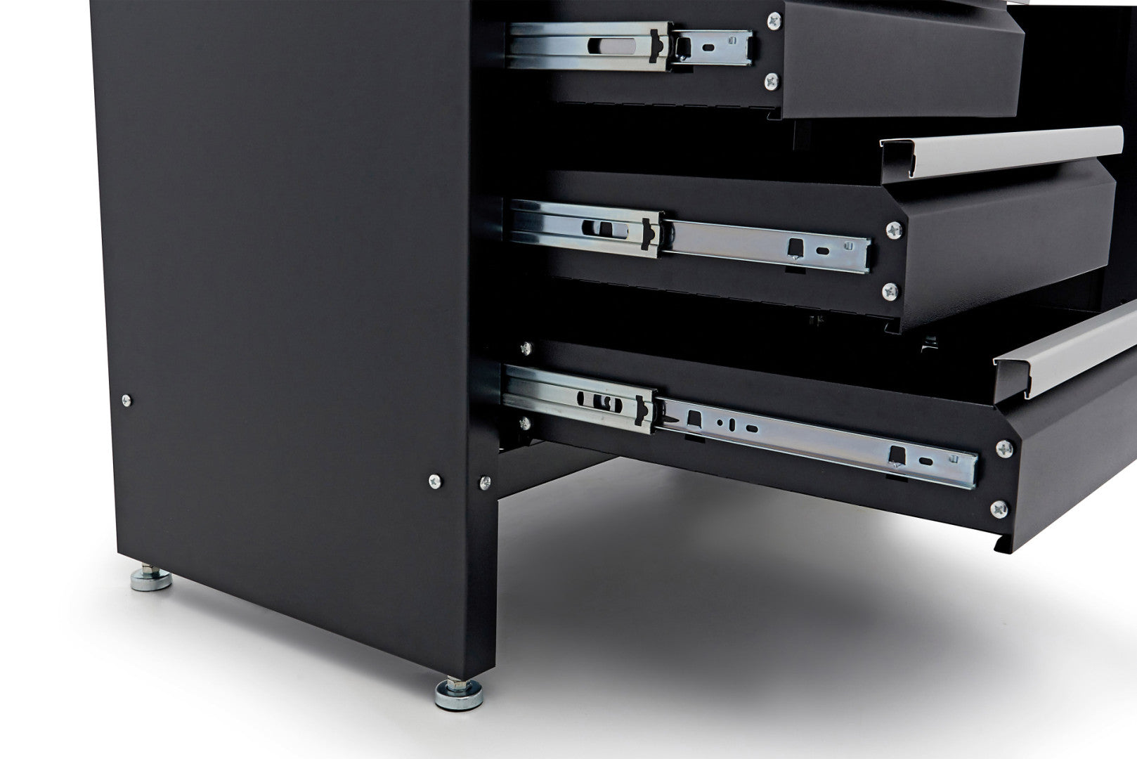 Метална работна маса 120 см с 5 чекмеджета 1 врата и плот от масивно дърво HBM