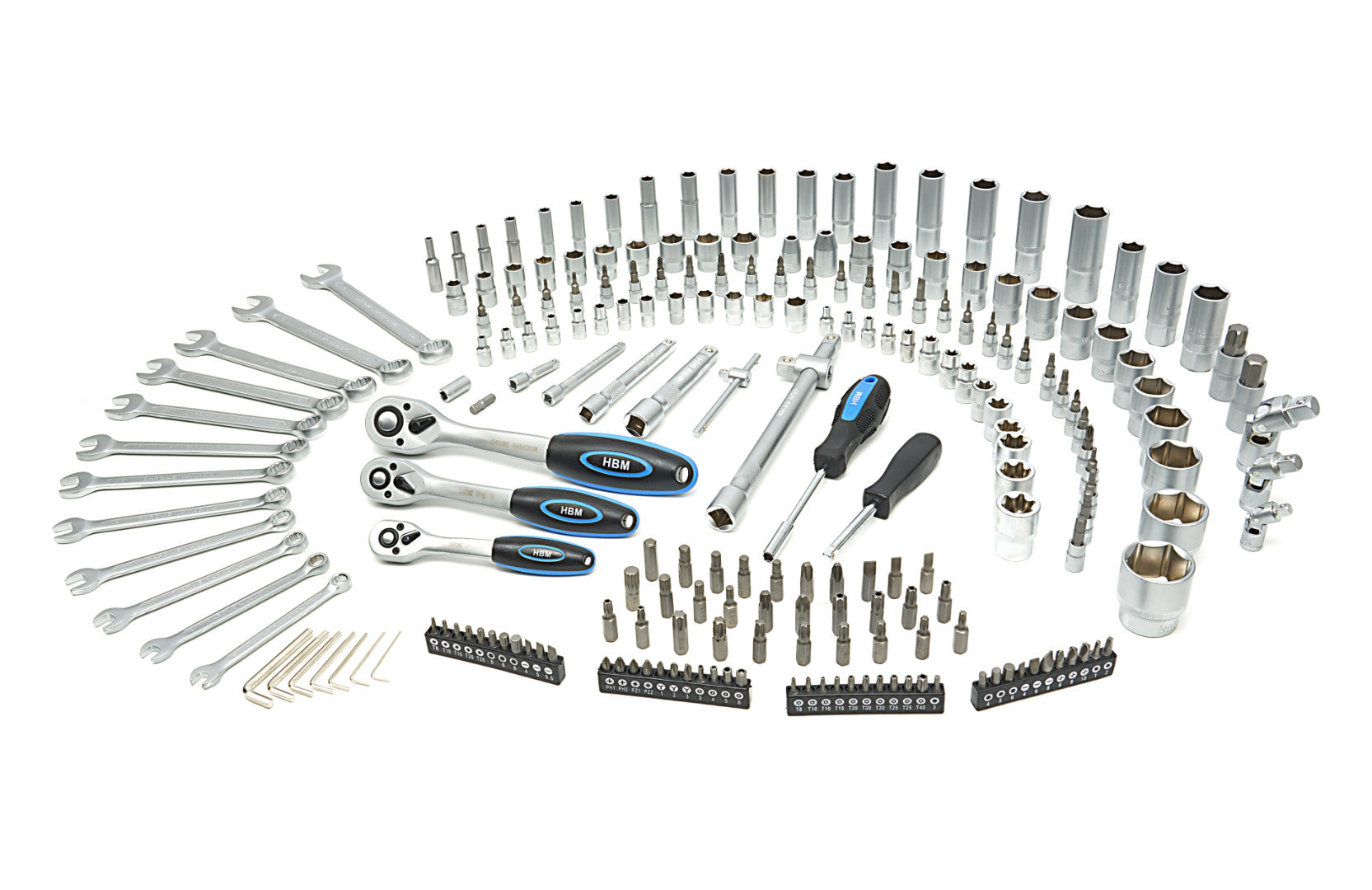 Пневматичен гайковерт 1/2 1500nm + Комплект инструменти, 216 части НВМ