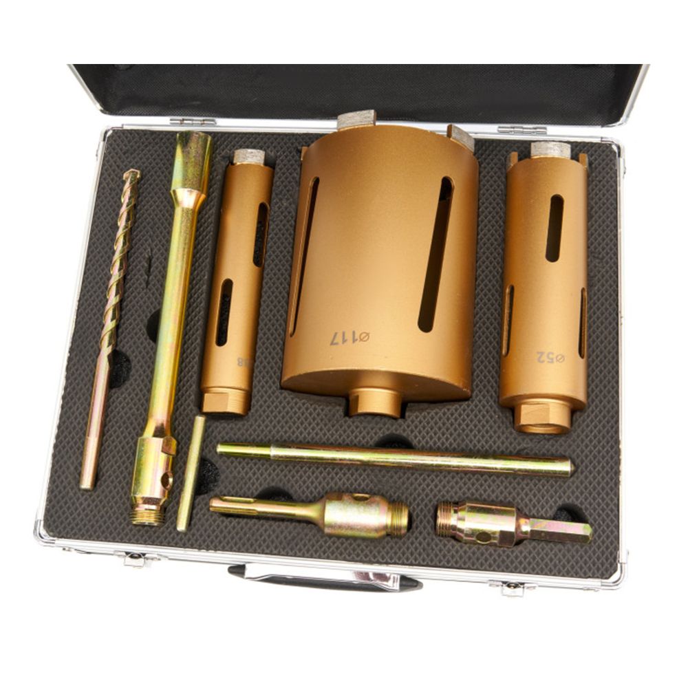 Комплект диамантени боркорони 9 части 38-52-117 мм HBM