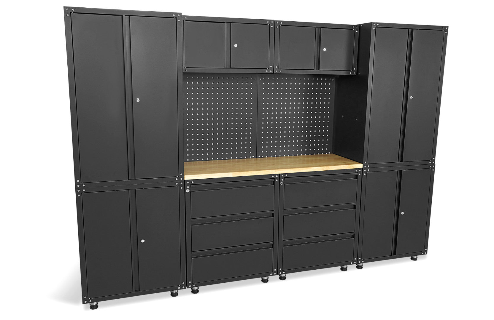 Комплект модулен метален шкаф PREMIUM HBM MACHINES 11 части, 187.5х268.5х48.2 см черен мат