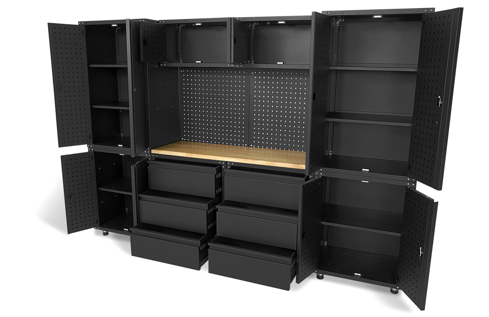 Комплект модулен метален шкаф PREMIUM HBM MACHINES 11 части, 187.5х268.5х48.2 см черен мат