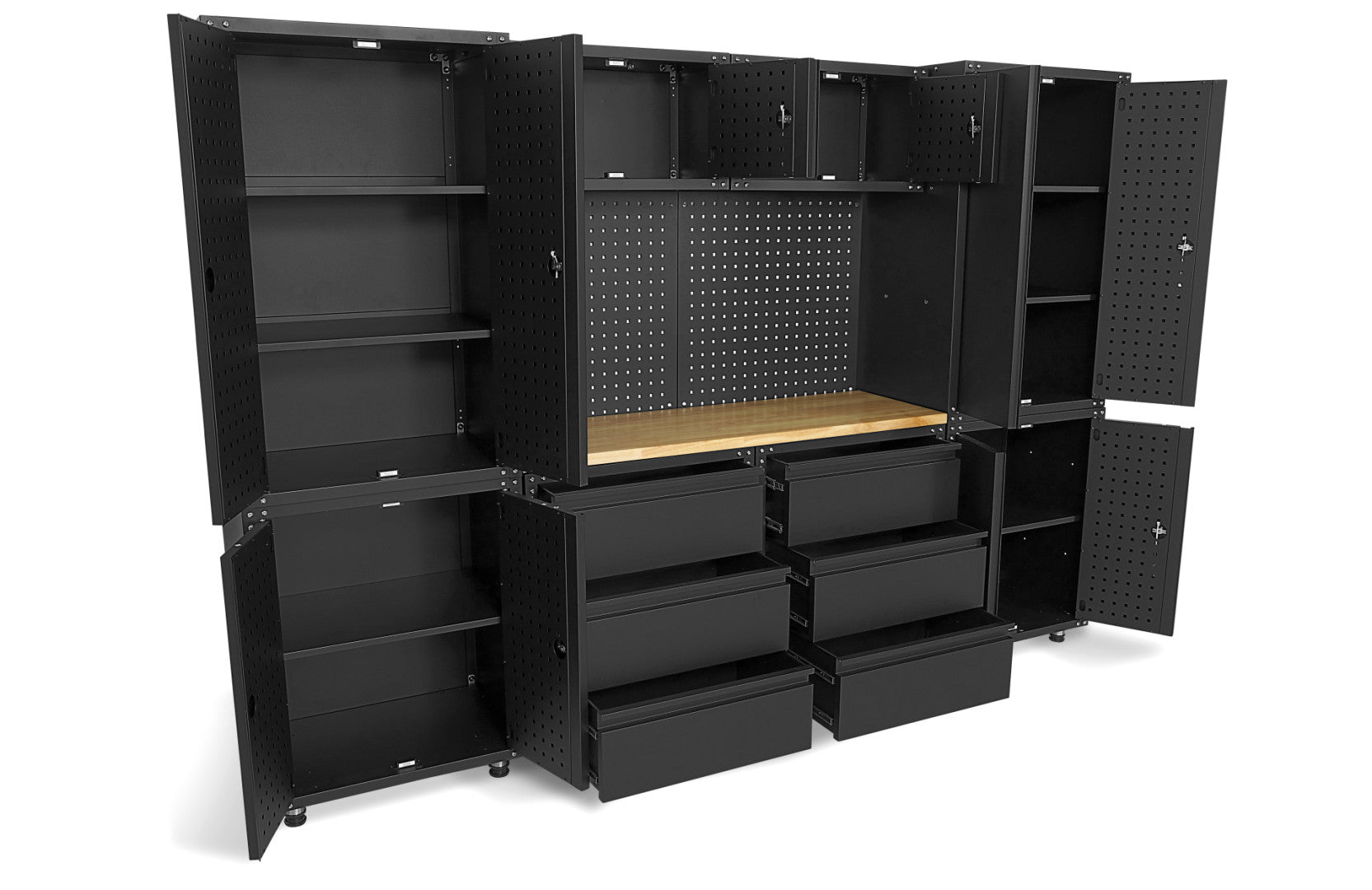 Комплект модулен метален шкаф PREMIUM HBM MACHINES 11 части, 187.5х268.5х48.2 см черен мат