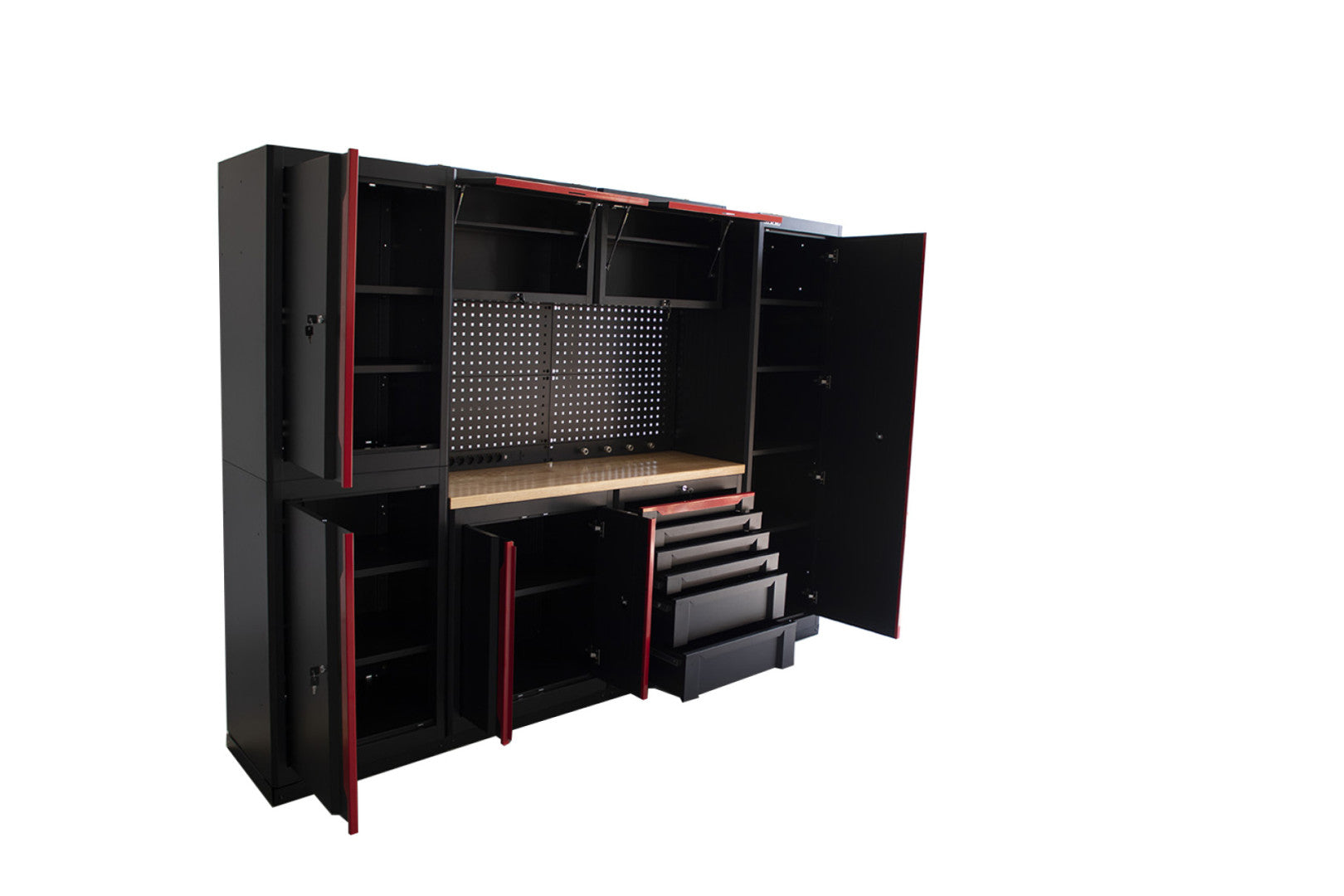 Комплект метална модулна мебел за сервиз 10 части черна/червена HBM