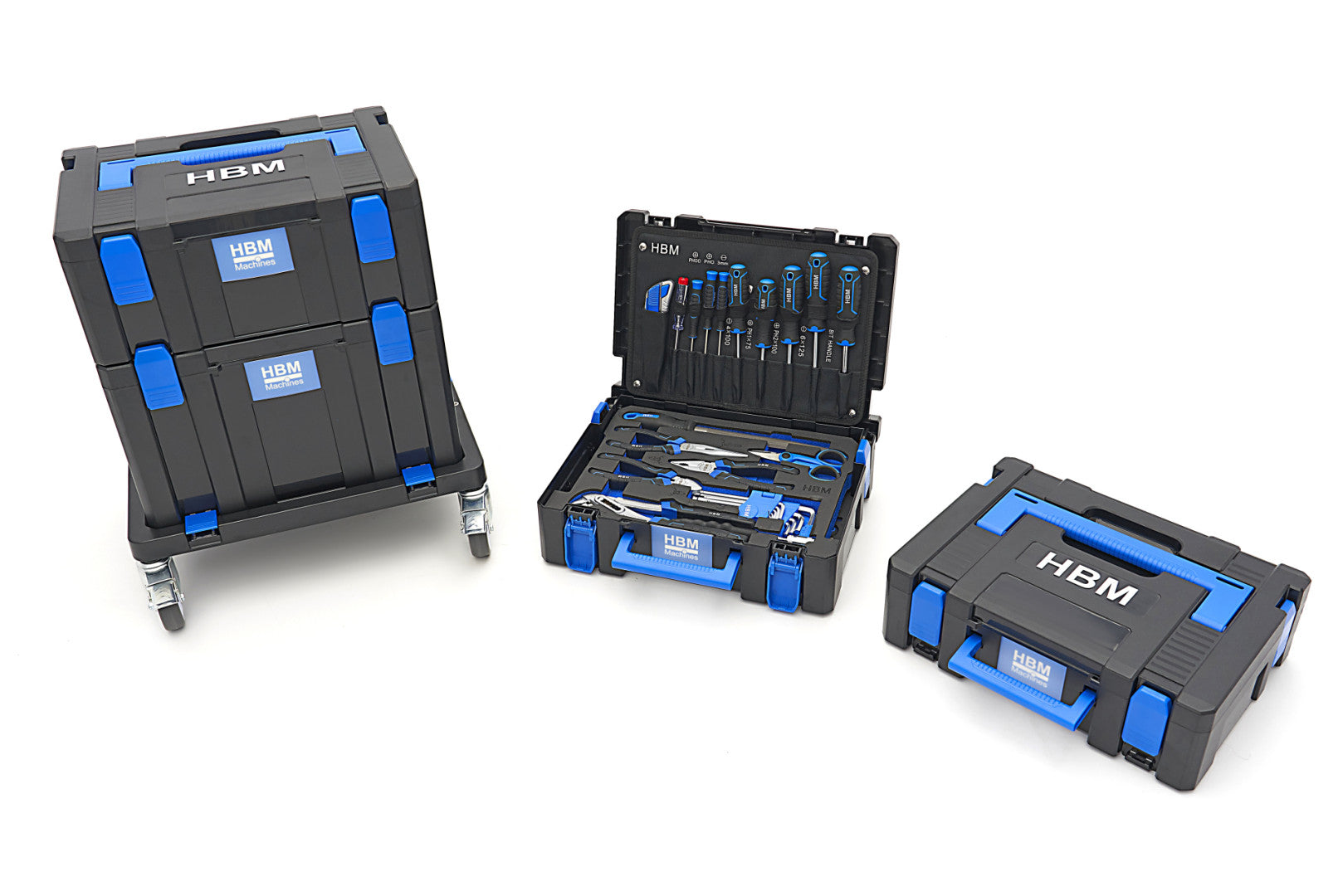 Комплект кутии за инструменти и платформа с колелца HBM, 105 части