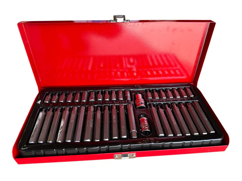 Комплект битове: шестограмни, торкс, XZN, шестограмни с шлиц, 40 бр., метална кутия GEBO TOOLS